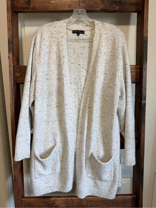 love ellie Sweaters - Love+Lily Cream Speckled Open-Front Pocket Cardigan